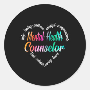 Sticker Rond Conseiller en santé Mot de coeur Nuage d'aquarelle