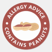 Sticker Rond Conseils sur l'allergie - Contient des arachides (Devant)