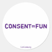 Sticker Rond Consentement=Amusant (Devant)