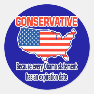 Sticker Rond Conservateur - anti Obama