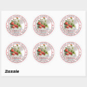Sticker Rond Conservation de confiture de fraises maison (Feuille)
