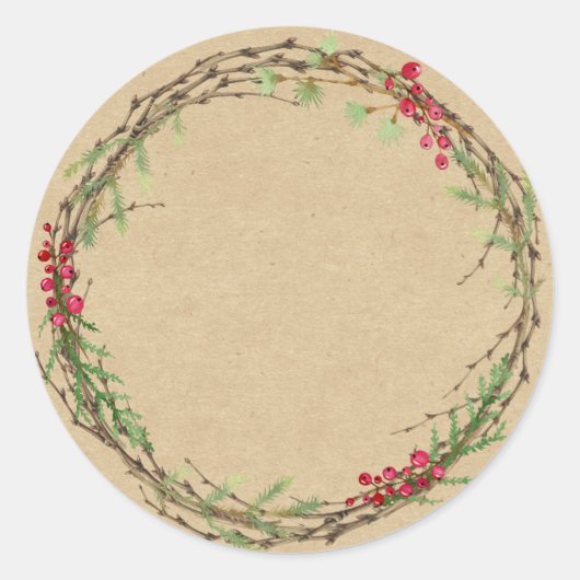 Sticker Rond Conservation de confiture de Noël rustique (Devant)