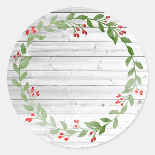 Sticker Rond Conservation de Noël en bois rustique | Confiture (Devant)