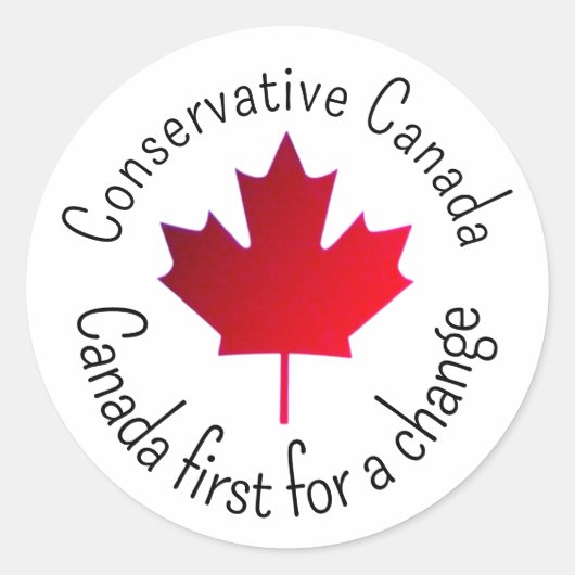 Sticker Rond Conservative Canada. Canada First for a change.  (Devant)