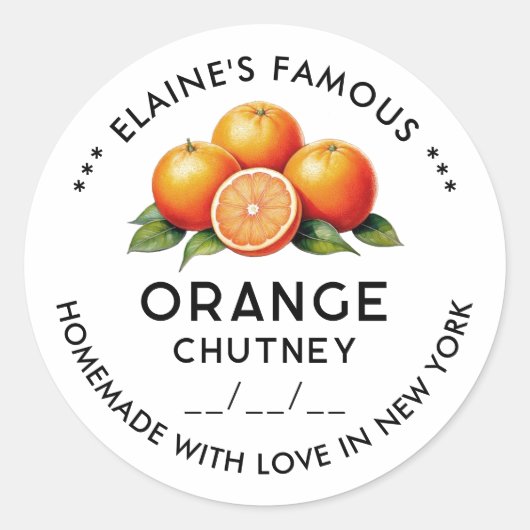 Sticker Rond Conserve de chutney orange maison (Devant)