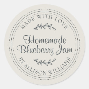 Sticker Rond Conserve de confiture de myrtille maison rustique 