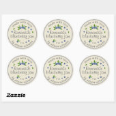 Sticker Rond Conserve de confiture de myrtille maison rustique (Feuille)