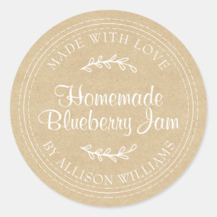 Sticker Rond Conserve de confiture de myrtille maison rustique