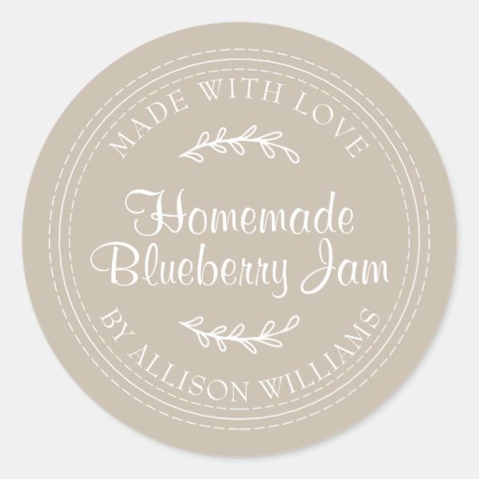 Sticker Rond Conserve de confiture de myrtille maison rustique (Devant)