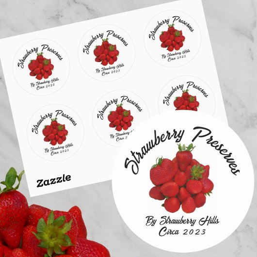 Sticker Rond Conserve de fraises Photographie Conservation des 