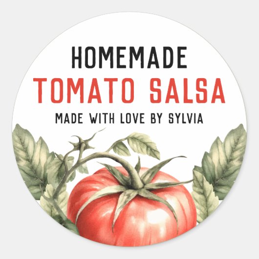 Sticker Rond Conserve de salsa de tomate faite maison aquarelle (Devant)