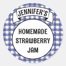Conserve Jam Jelly Jar bleu Plaid En vichy Étiquet
