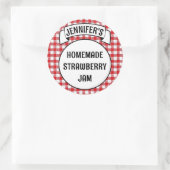 Sticker Rond Conserve Jam Jelly Jar Red Plaid En vichy Étiquett (Sac)