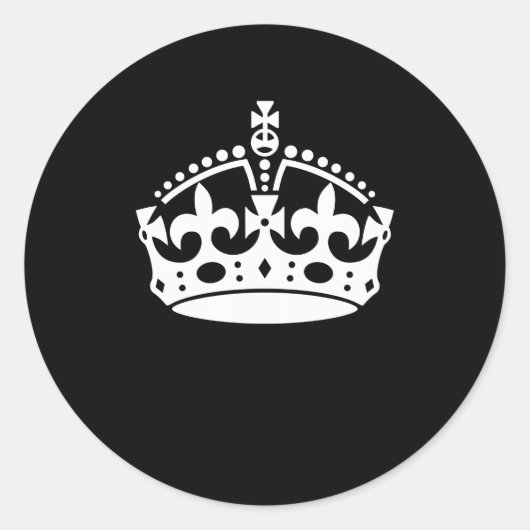 Sticker Rond CONSERVER CALME COURONNE sur la décoration noire (Devant)