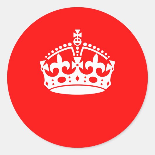 Sticker Rond CONSERVER CALME COURONNE sur la décoration rouge (Devant)