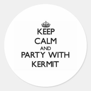 Sticker Rond Conserver calme et fête avec Kermit