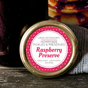 Sticker Rond Conserver de framboise confiture rouge rond étique