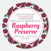 Sticker Rond Conserver de framboise confiture rouge rond étique (Devant)