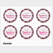 Sticker Rond Conserver de framboise confiture rouge rond étique (Feuille)