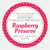 Sticker Rond Conserver de framboise confiture rouge rond étique (Devant)