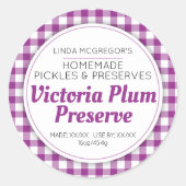 Sticker Rond Conserver de prune purple rond confiture jarre éti (Devant)
