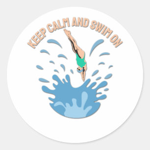 Sticker Rond Conserver le calme et la baignade - Conception de 