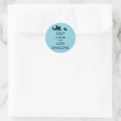 Sticker Rond Conserver le calme et l'amour Dragons Impression u (Sac)