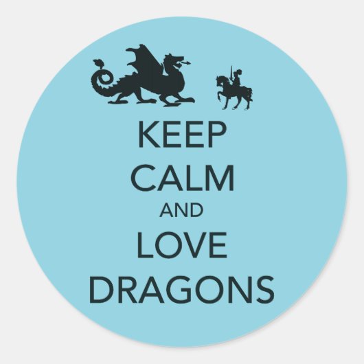 Sticker Rond Conserver le calme et l'amour Dragons Impression u (Devant)