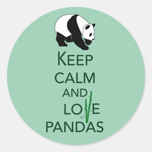 Sticker Rond Conserver le calme et l'amour Pandas (Devant)