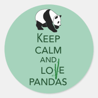 Sticker Rond Conserver le calme et l'amour Pandas