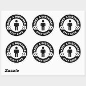 Sticker Rond Conserver Une Distance (Feuille)