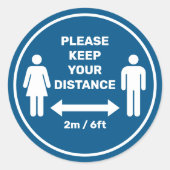Sticker Rond Conserver votre distance (Devant)