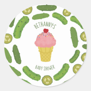 Sticker Rond Conserves au vinaigre et baby shower rose de fille