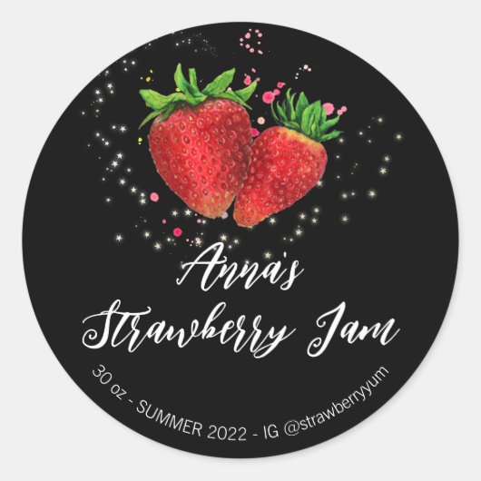 Sticker Rond *~* Conserves de confiture de fraises maison AP30 (Devant)