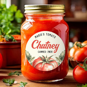 Sticker Rond Conserves de style vintage Chutney de tomates fait