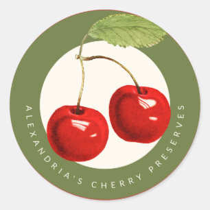 Sticker Rond Conserves ou confiture de cerises maison