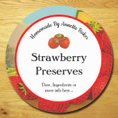 Sticker Rond Conserves ou cuisson de fraises rétro