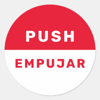 Sticker Rond Consigne de sécurité anglais espagnol rouge blanc