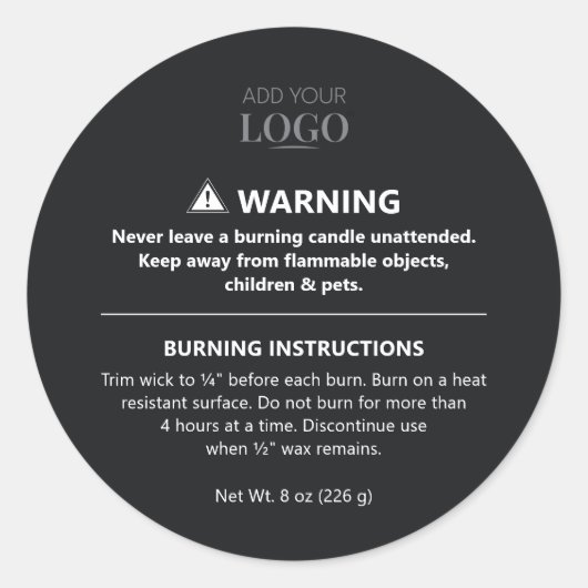 Sticker Rond Consignes de sécurité pour la combustion de bougie (Devant)