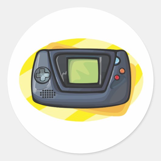 Sticker Rond Console de jeu portable rétro des années 90 pour j (Devant)