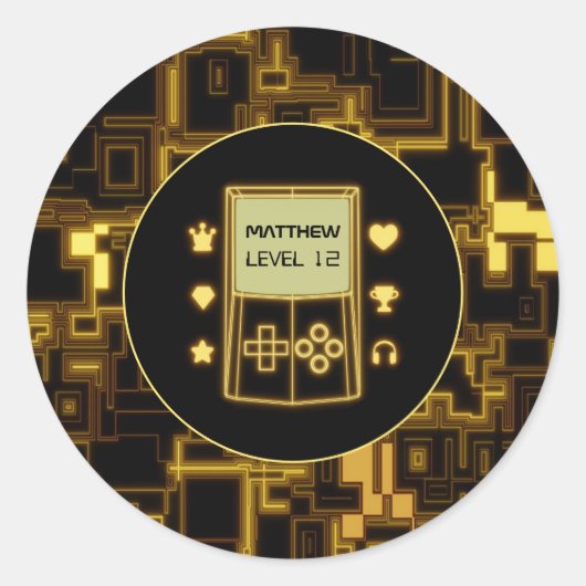 Sticker Rond Console de poche jaune brillant (Devant)