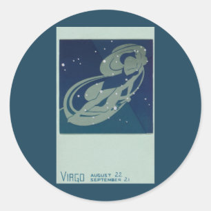 Sticker Rond Constellation de la Vierge Zodiaque Astrologie Vin