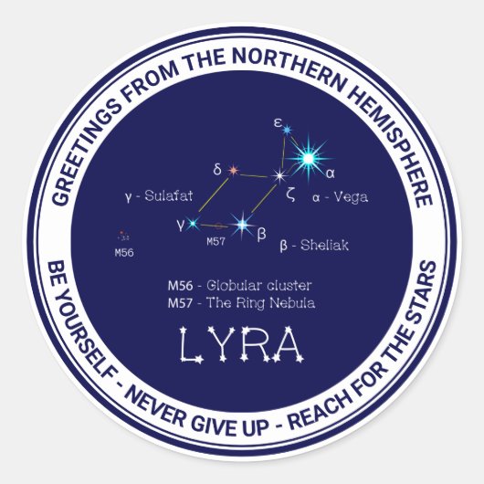Sticker Rond Constellation de l'hémisphère Nord Lyra (Devant)