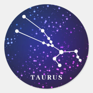 Sticker Rond Constellation de Taurus Zodiac