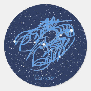 Sticker Rond Constellation du cancer et signe zodiaque avec éto