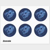 Sticker Rond Constellation du cancer et signe zodiaque avec éto (Feuille)