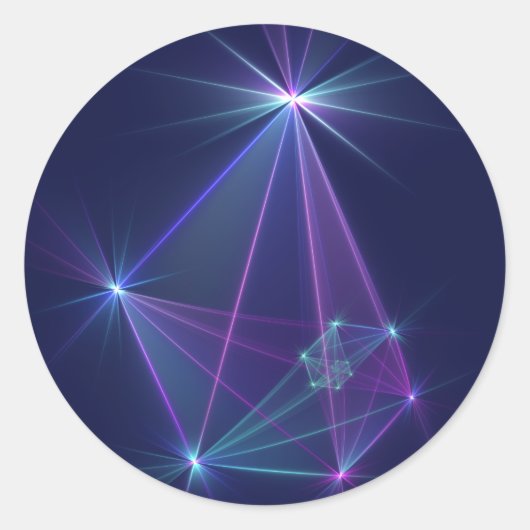 Sticker Rond Constellation, Fantaisie Abstraite Art Fractal (Devant)