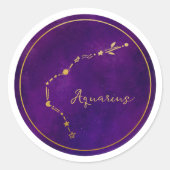 Sticker Rond Constellation Zodiaque Aquarius Gold Foil (Devant)