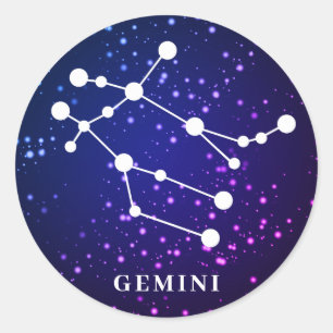 Sticker Rond Constellation Zodiaque Gemini