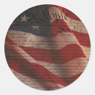 Sticker Rond Constitution et drapeau